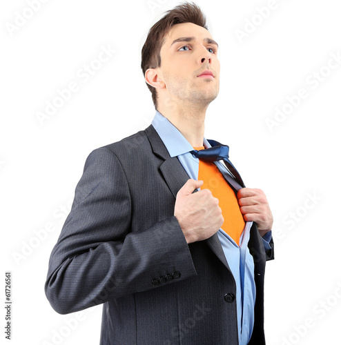 Young business man tearing ...