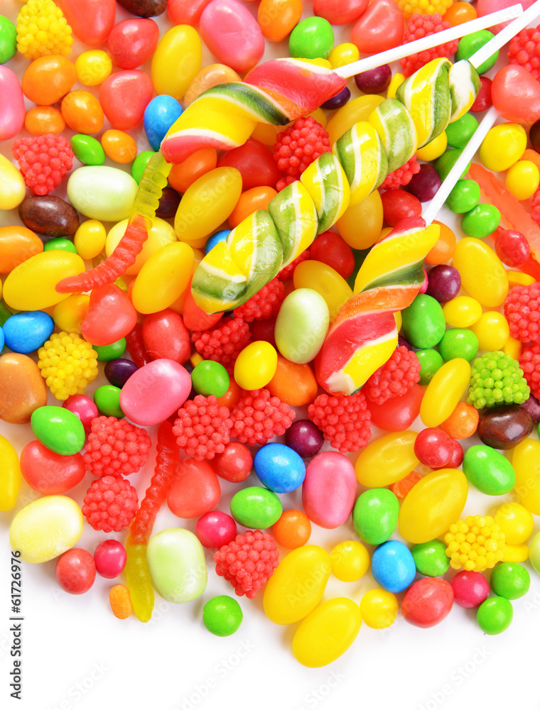 Different colorful fruit candy close-up Different colorful fruit candy close-up