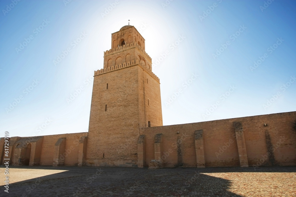 Fototapeta premium The Minaret of the Great Mosque from Kairouan