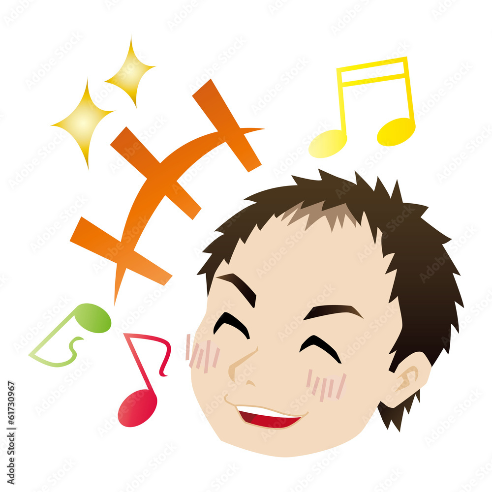 喜ぶ薄毛の若者