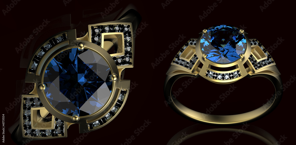 Obraz premium Gold Wedding Ring with diamond. Holiday symbol