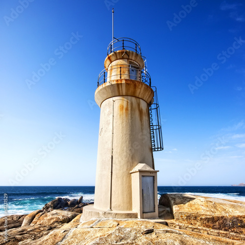 Lighthouse in Muxia, La Coruña, Galicia, Spain.