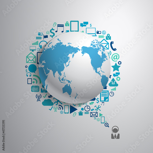 World globe with app icon