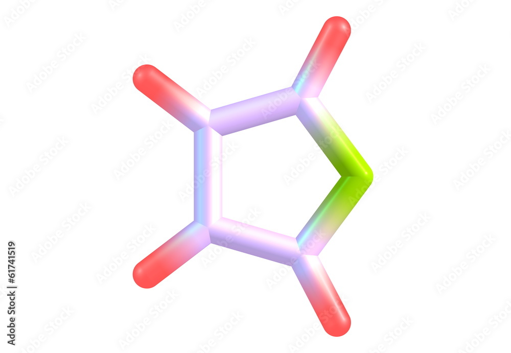 Furan molecular structure on white background Furan molecular structure on white background