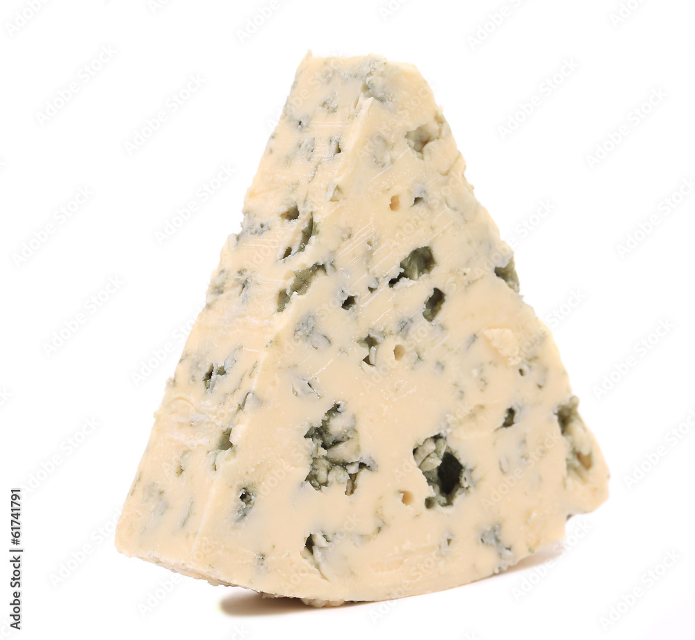 Slice of dor blue cheese.