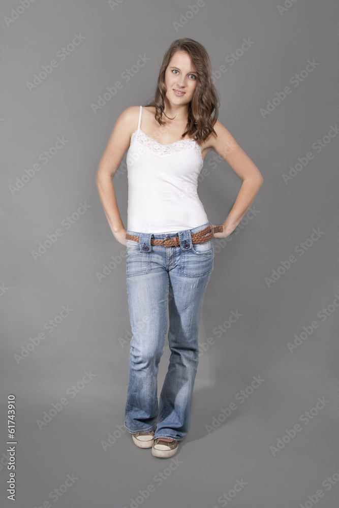 Casual Female Model in jeans and Tshirt