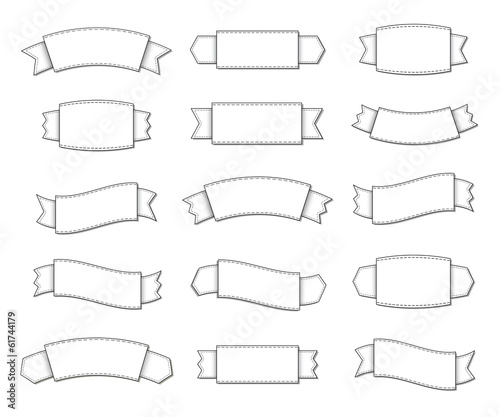 Collection of simple line art ribbon labels