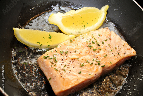Cooking Salmon with Lemon, Butter, and Parsley