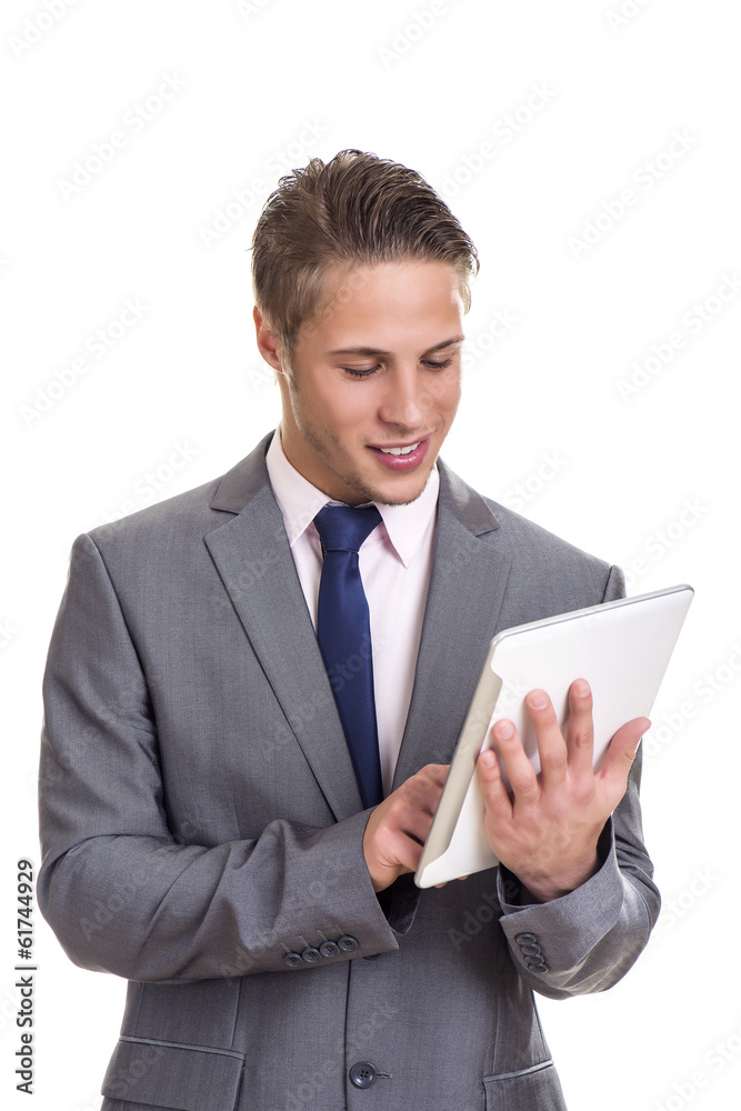 Businessman working on digital tablet Businessman working on digital tablet