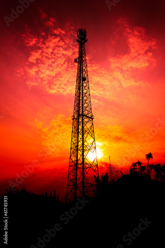reception antenna with orange sky