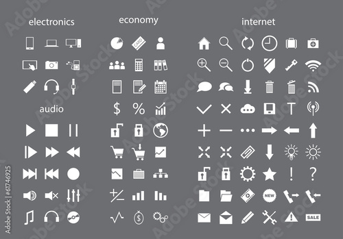 Set of white web icons