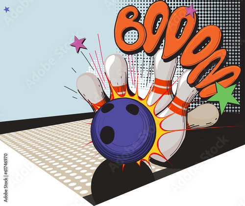 retro styled bowling game picture