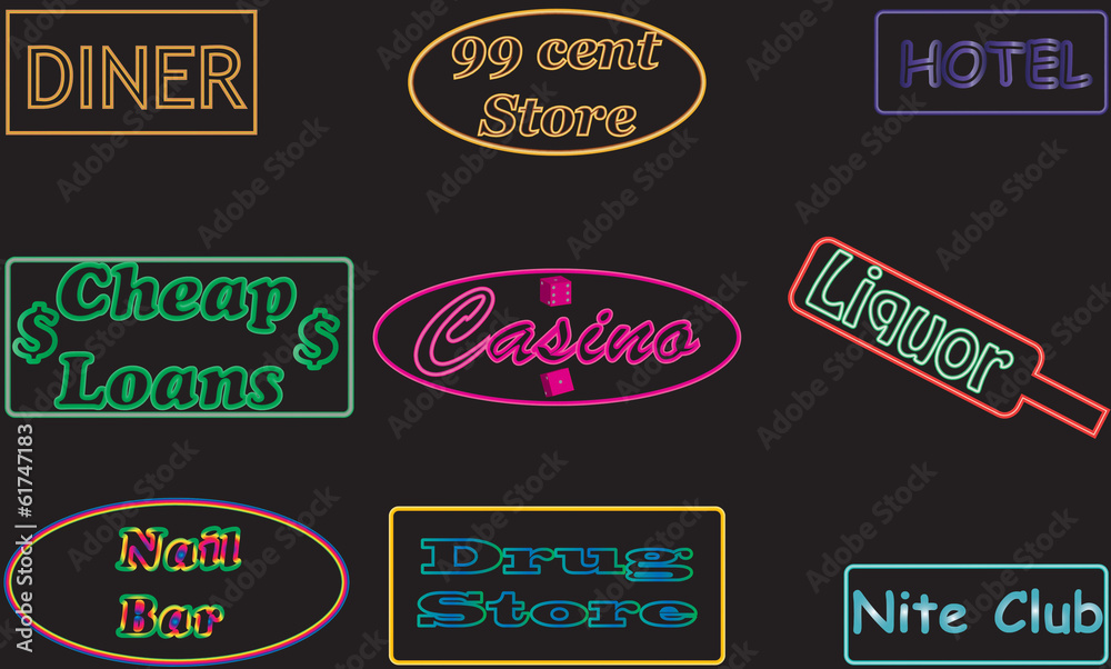 Neon Signs on black background