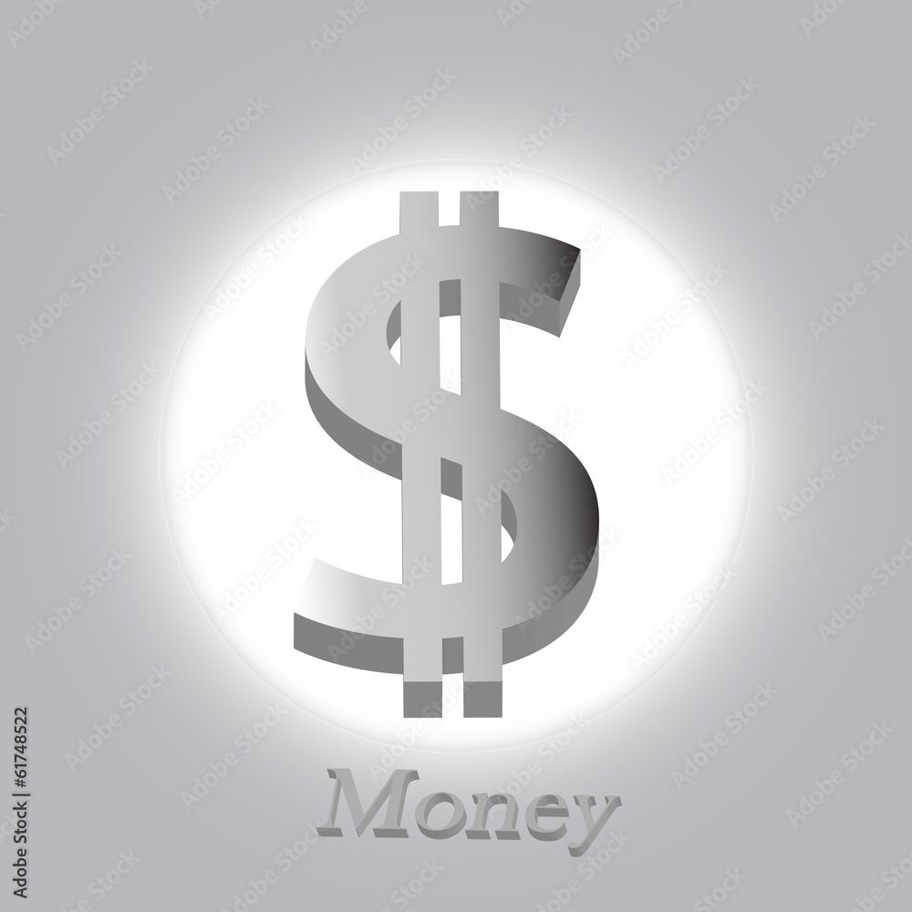 Obraz premium 3d metal dollar symbol