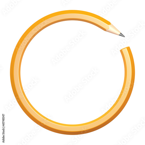 Lead pencil in the form of a circle on a white background