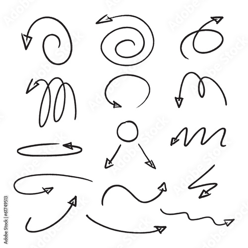 set of black sketch arrows