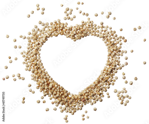 Heart of quinoa grain isolated on a white background