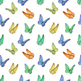 Seamless pattern with watercolor butterfly illustrations