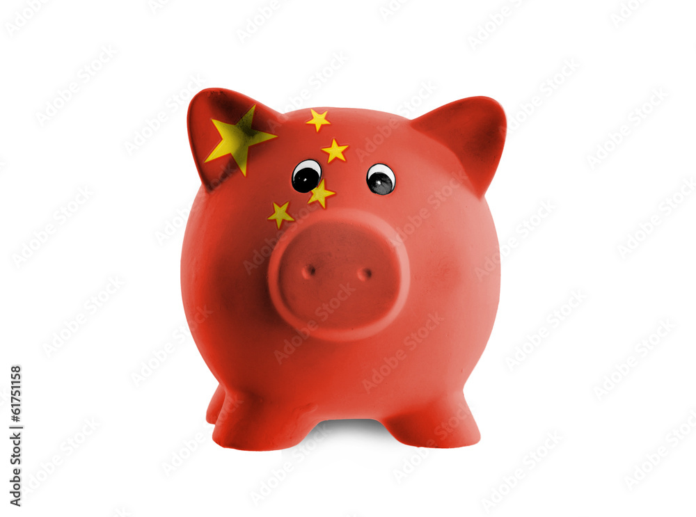 Ceramic piggy bank with painting of national flag