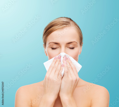 beautiful woman with paper tissue
