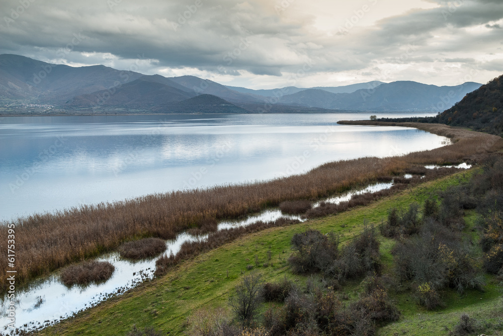 Obraz premium Sunset at the Prespes lakes, Greece
