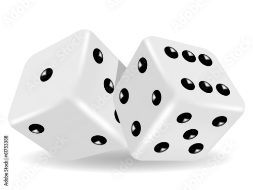 Vector illustration of two white dice