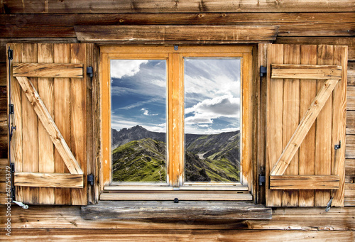 Obraz na plátně mountain hut window summer