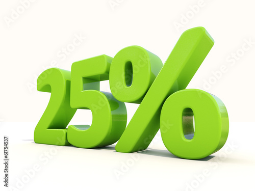 25% percentage rate icon on a white background