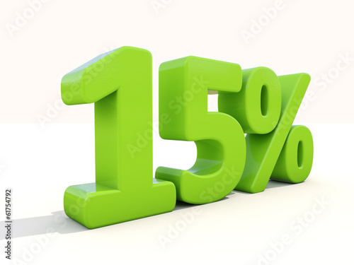 15% percentage rate icon on a white background