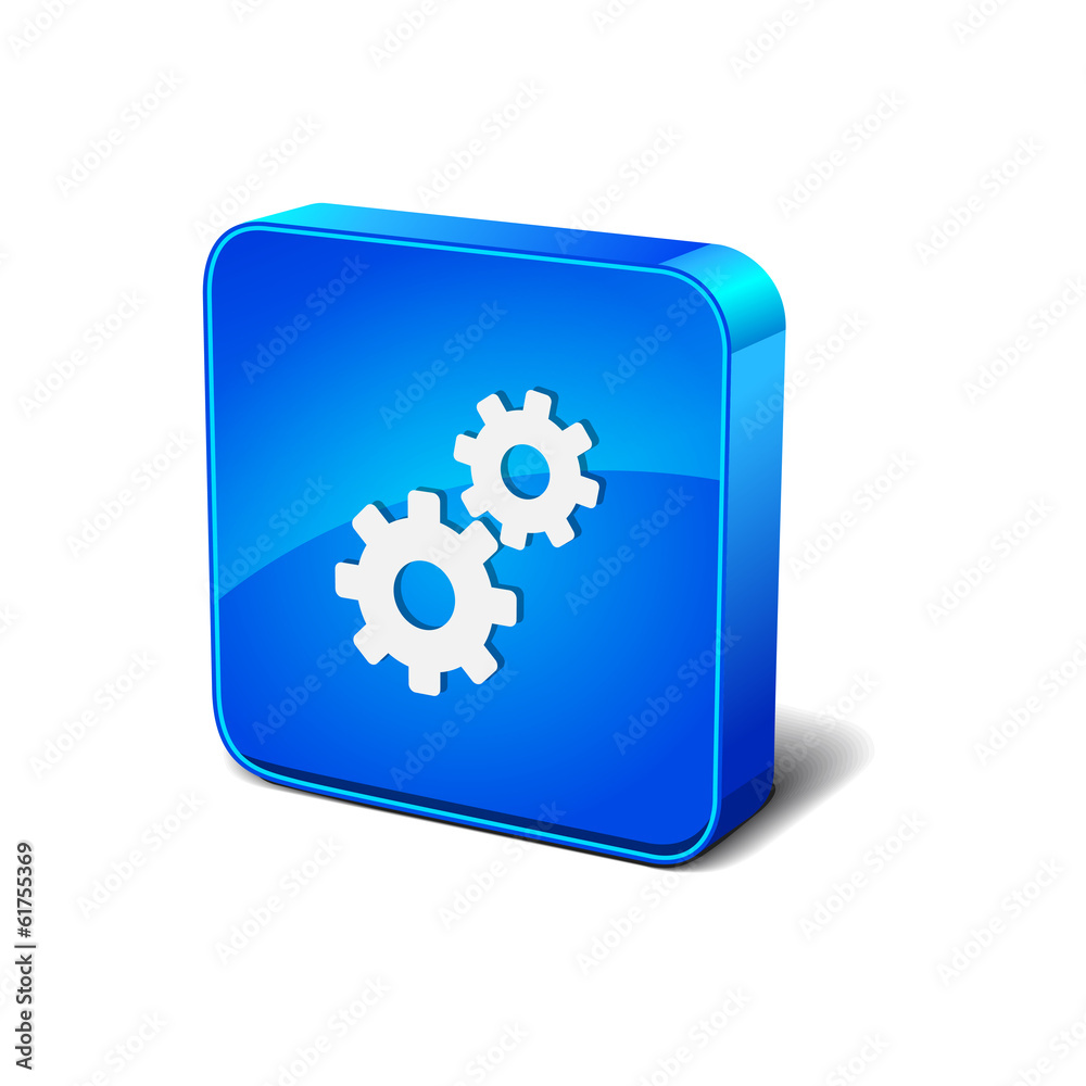 Setting 3d Blue Rounded rectangular Vector Icon Button Setting 3d Blue Rounded rectangular Vector Icon Button