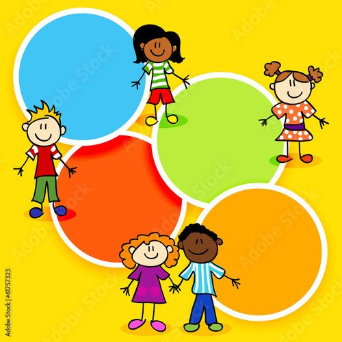 Cartoon kids and color circles-2