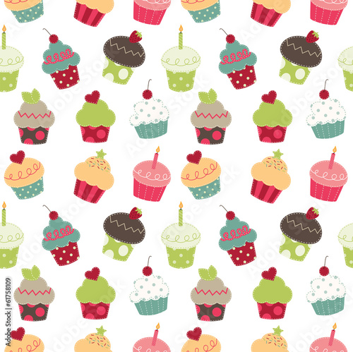 Retro cupcakes seamless pattern