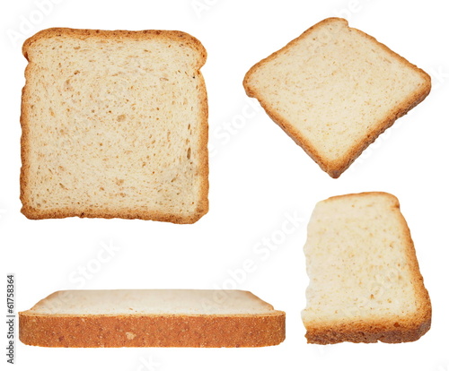 Set sliced bread isolated on white background