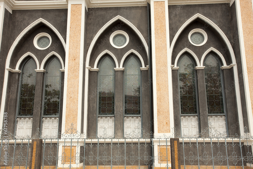 church window, window design architecture of church in Thailand church window, window design architecture of church in Thailand