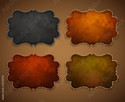 Set of colored leather labels