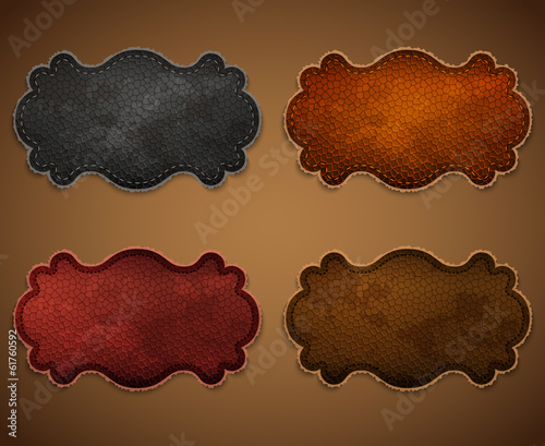 Set of colored leather labels