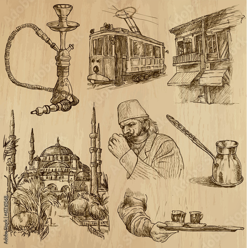TURKEY_3. Collection of hand drawn illustrations into vector