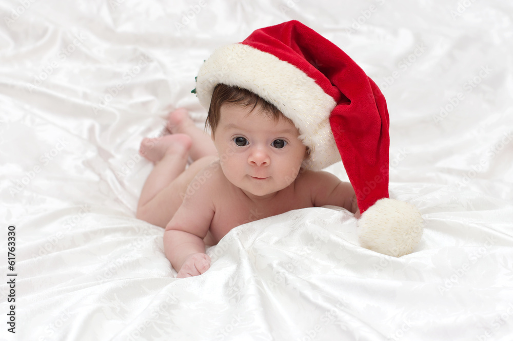 Christmas little cute girl with Santa hat Christmas little cute girl with Santa hat