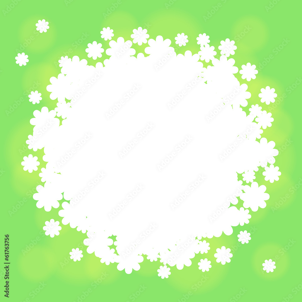 Green background with white flowers Green background with white flowers