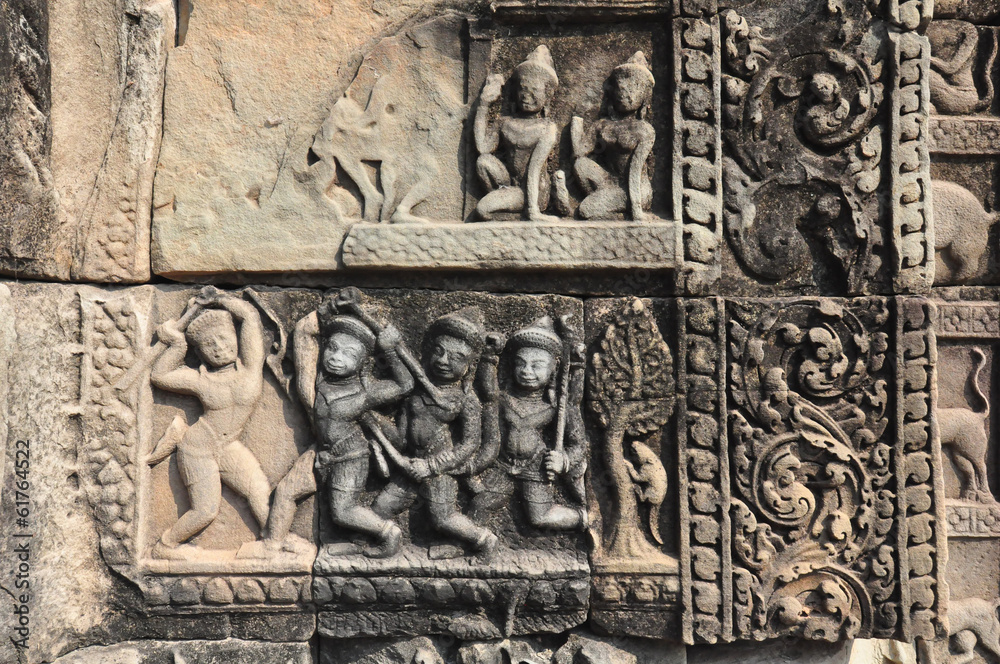 Detail of stome carving at Baphuon temple, Angkor Thom City, Cam