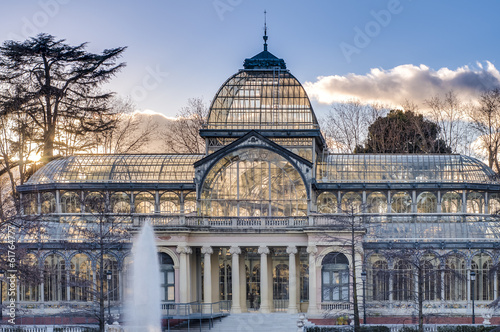 Crystal Palace on Retiro Park in Madrid, Spain.