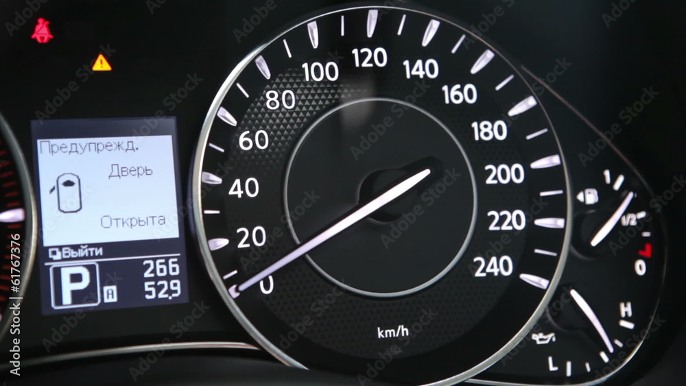 Close-up view of speedometer showing self-test routine, HD 1080p Close-up view of speedometer showing self-test routine, HD 1080p