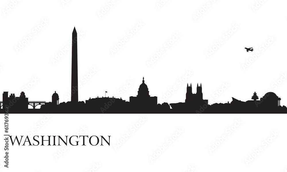 Naklejka premium Washington city skyline silhouette background