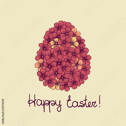 Easter greeting card with flowers graphics in form of eggs