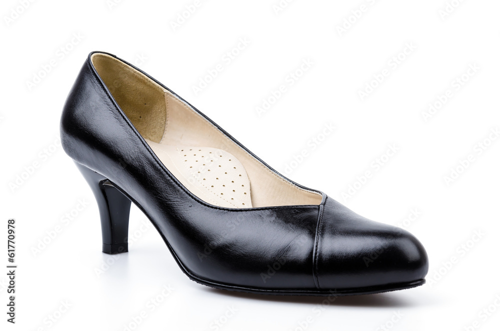 leather black shoes women isolated white background leather black shoes women isolated white background