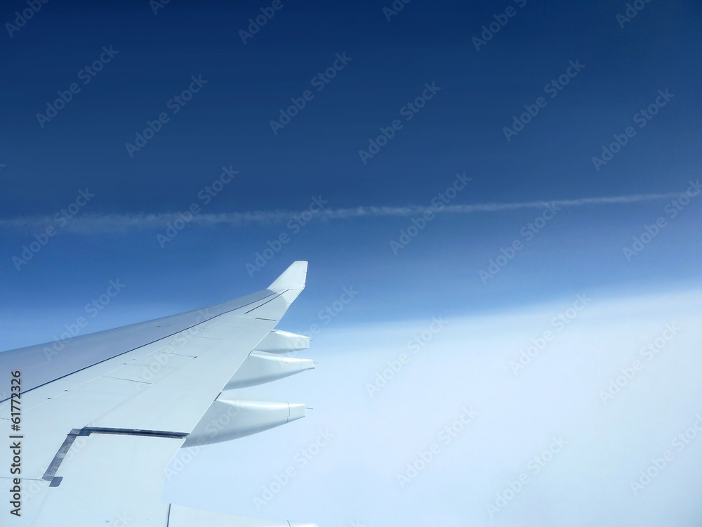 Obraz premium Blue Sky with Clouds view in airplane
