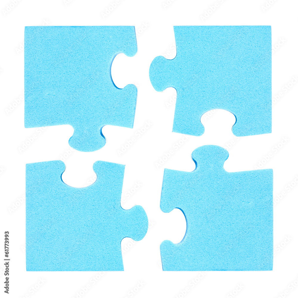 Obraz premium Four puzzle pieces combined cooperation concept