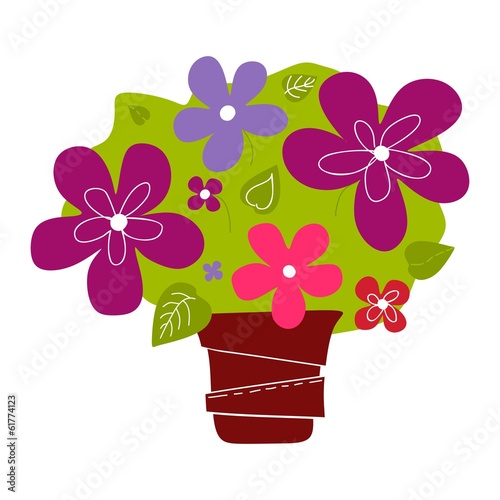 simple bouquet of flowers in a pot