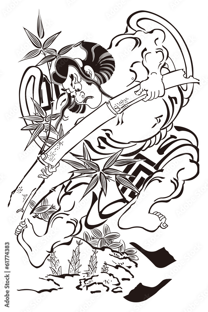 Fototapeta premium 鳥居清倍 市川団十郎の竹抜き五郎イメージイラスト