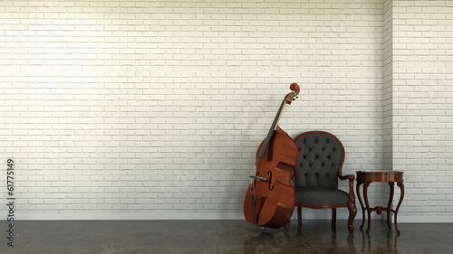 Interior scene with double bass